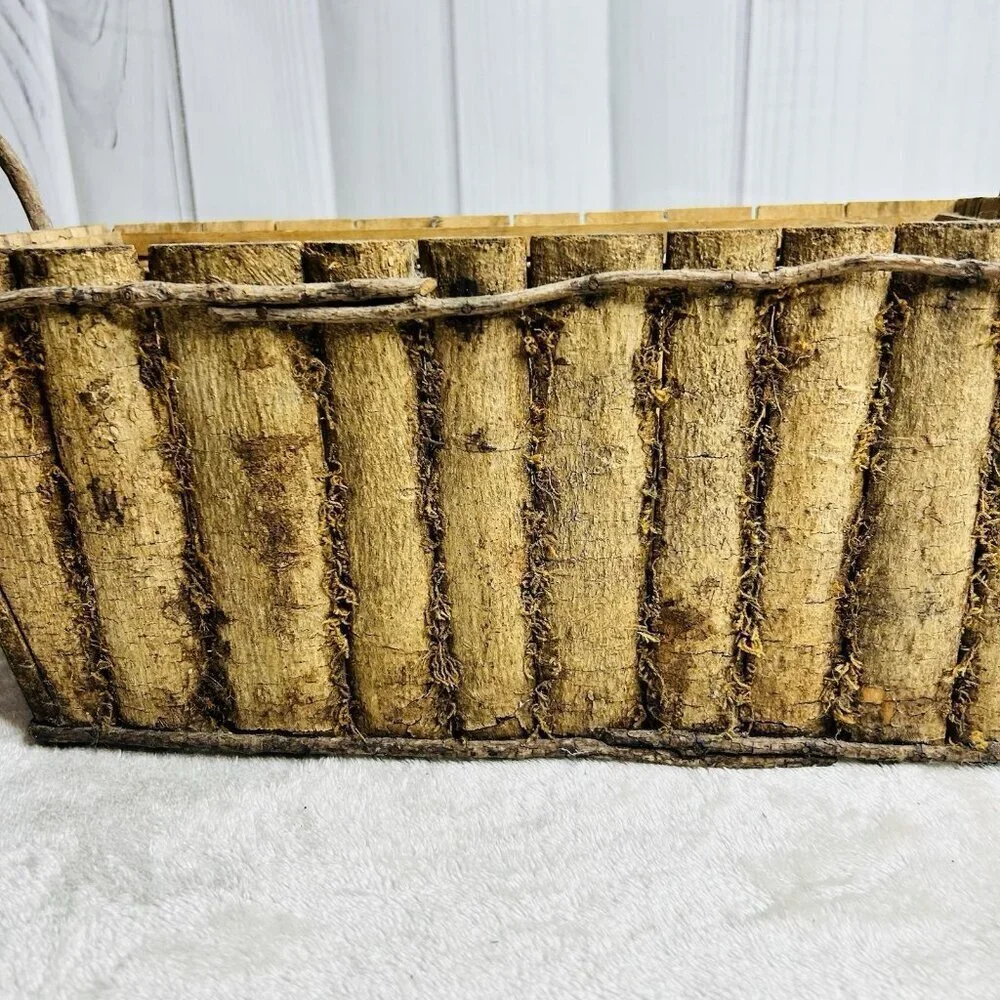 Decorative Wooden Basket Planter with Moss Look 15L x 7.5W x 6.5H